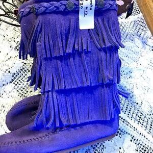 Purple Fringe, Minnetonka Boots, Kids size 12